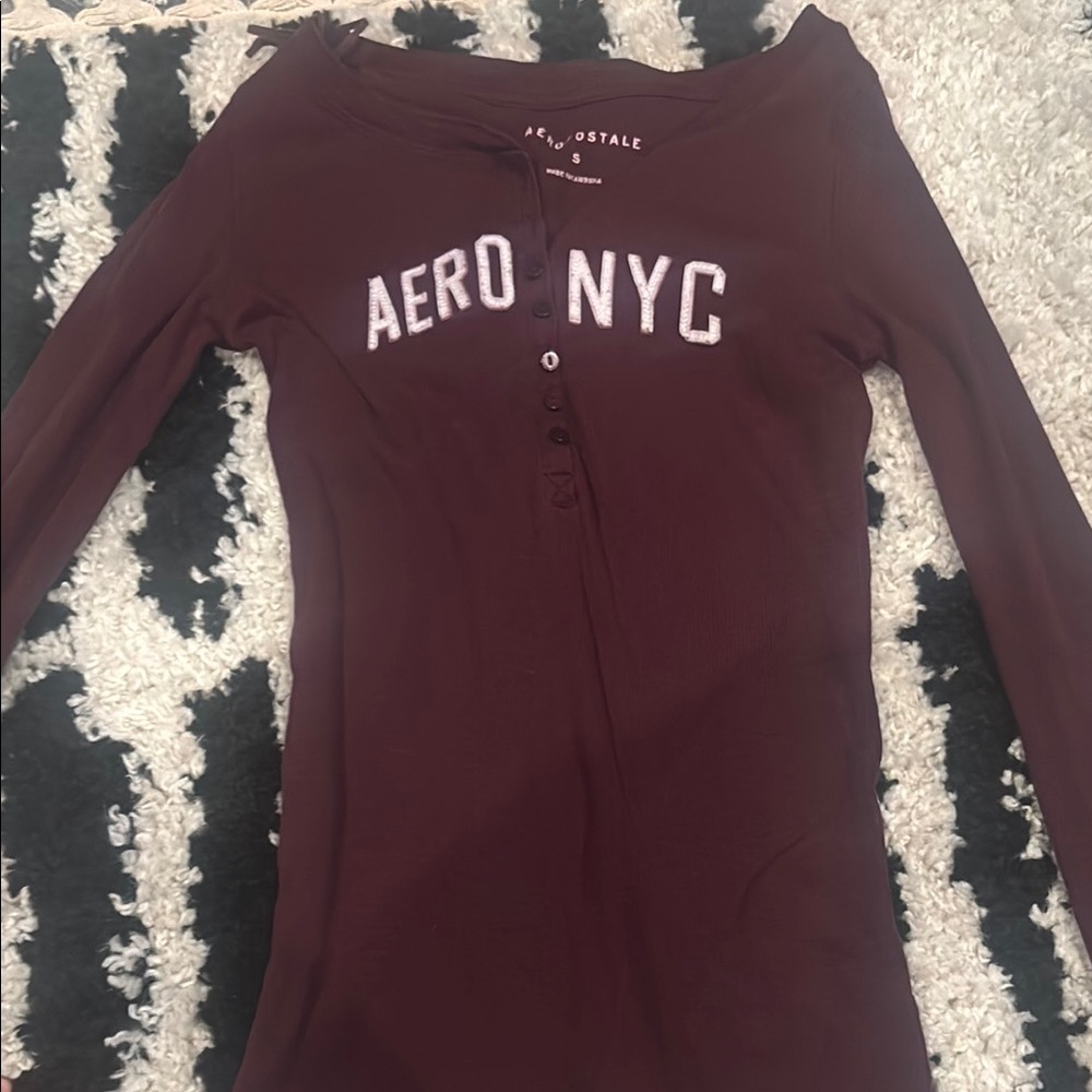 Aeropostale Red Long Sleeve Fitted Bodysuit
